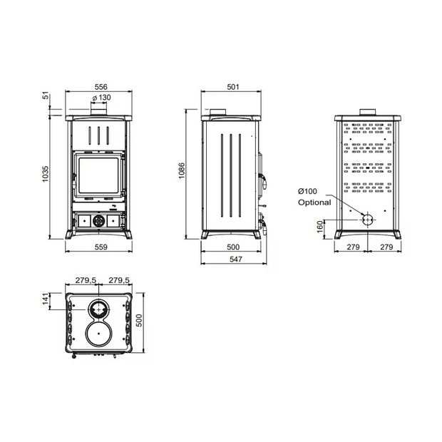 Poêle à Bois Fedora – 9 Kw